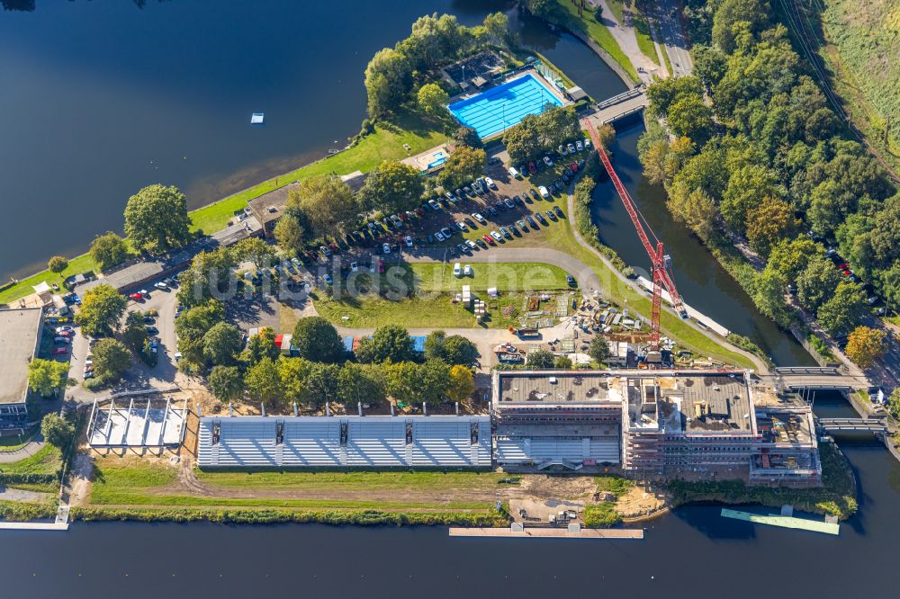 Duisburg von oben - Leistungssport- Zentrum der Regattasterecken - Rennbahn Sportpark Wedau in Duisburg im Bundesland Nordrhein-Westfalen