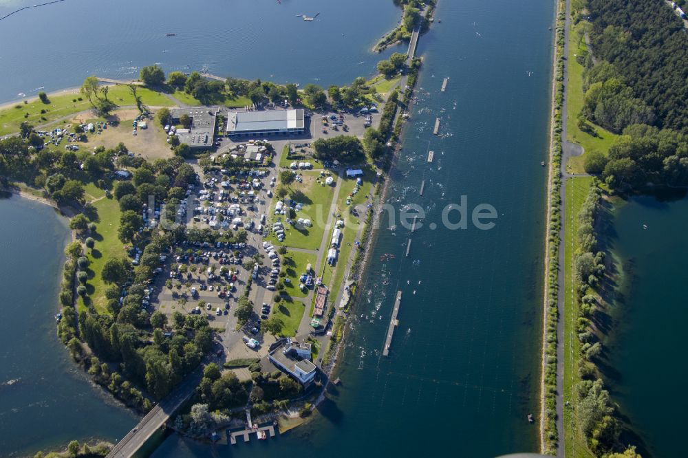 Luftaufnahme Fühlingen - Leistungssport- Zentrum der Regattastrecken - Rennbahn Fühlinger See in Köln im Bundesland Nordrhein-Westfalen, Deutschland