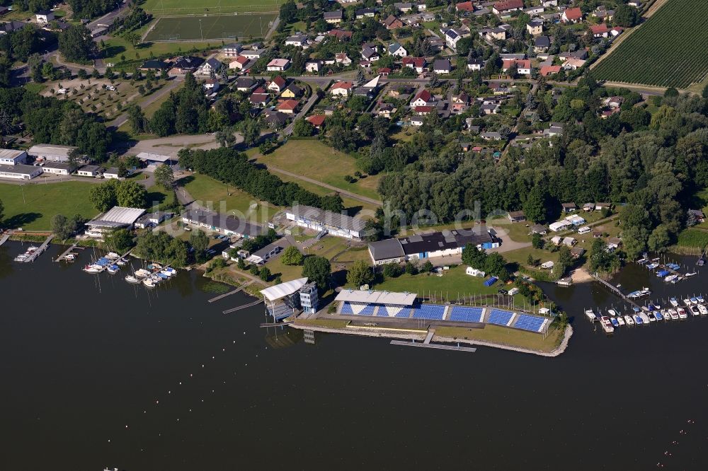 Brandenburg an der Havel aus der Vogelperspektive: Leistungssport- Zentrum der Regattastrecken - Rennbahn am Ufer der Havel im Ortsteil Görden in Brandenburg an der Havel im Bundesland Brandenburg, Deutschland