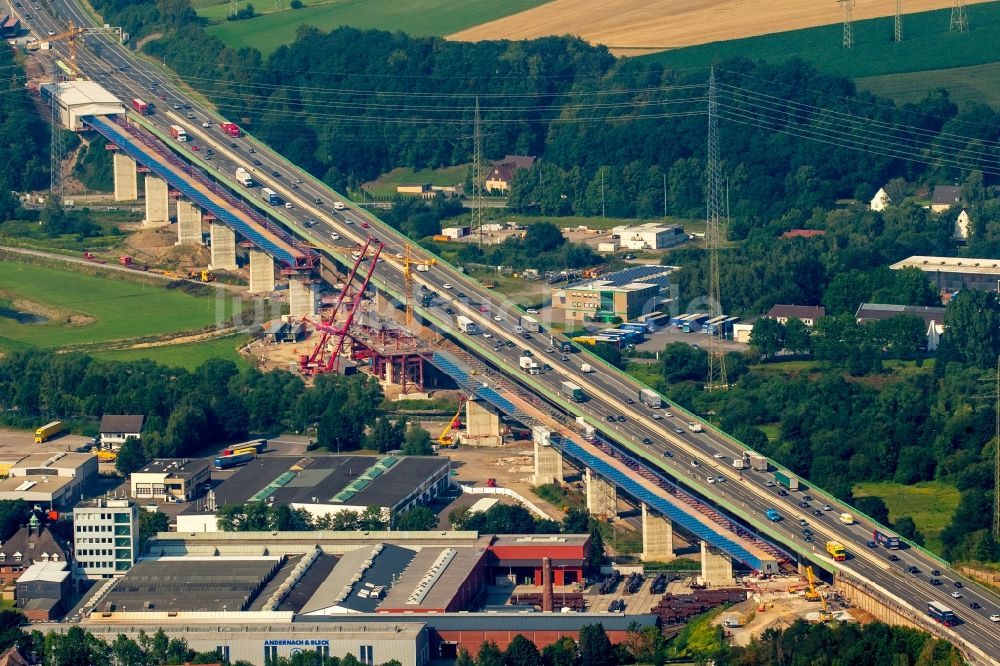 Hagen von oben - Lennetalbrücke der Autobahn BAB A45 in Hagen im Bundesland Nordrhein-Westfalen