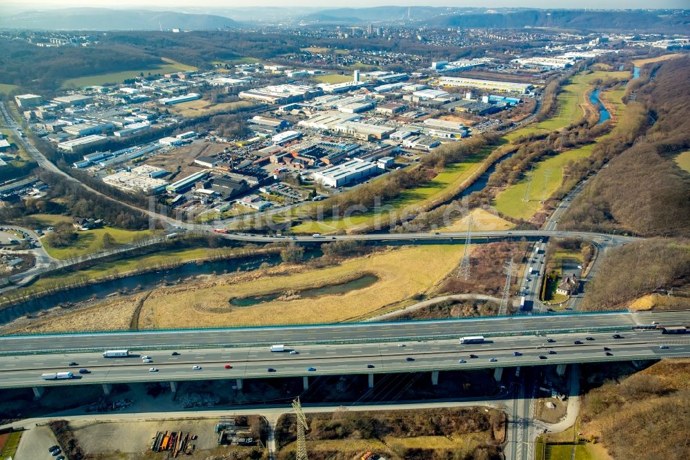 Hagen aus der Vogelperspektive: Lennetalbrücke der Autobahn BAB A45 in Hagen im Bundesland Nordrhein-Westfalen