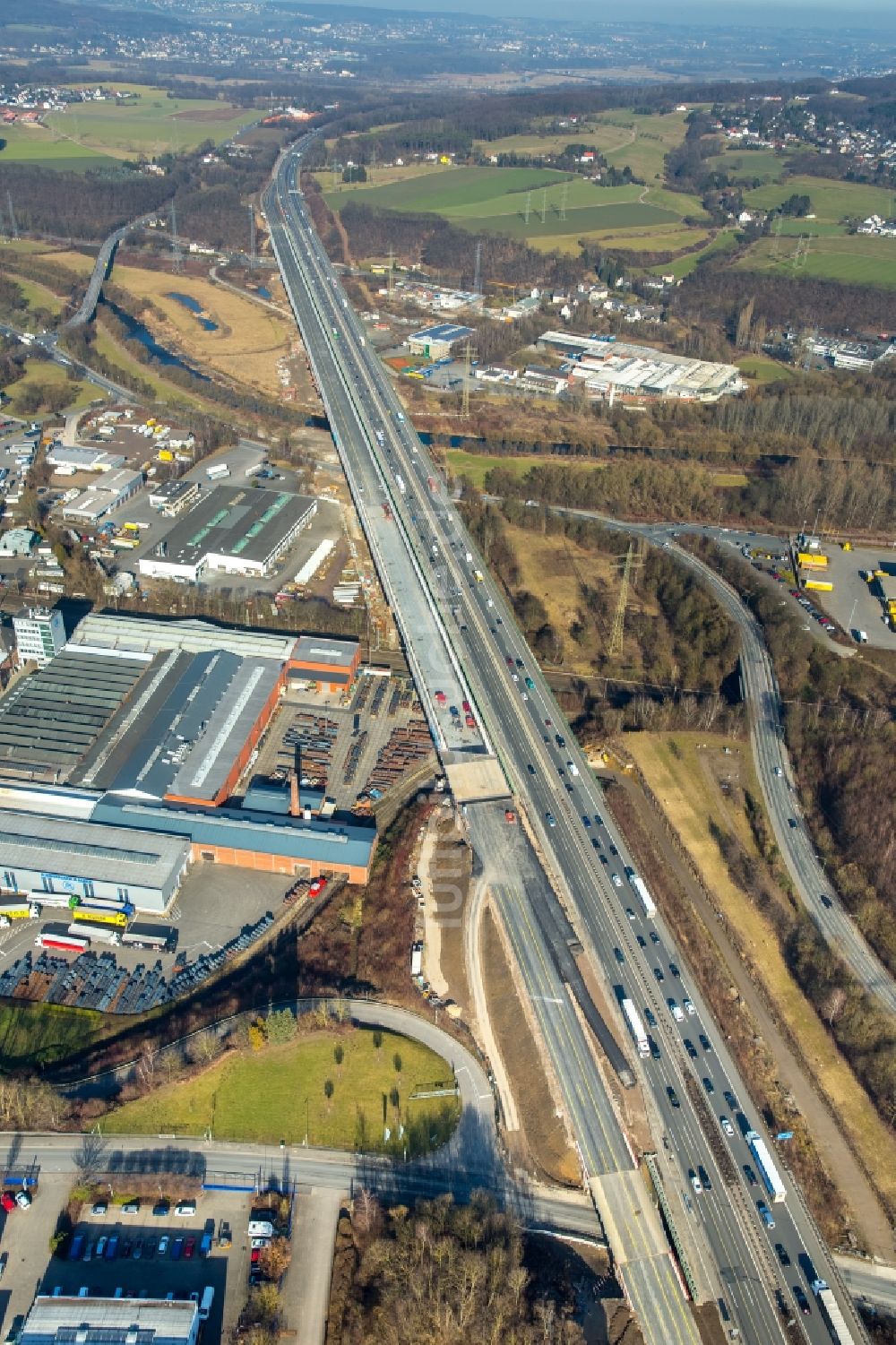 Luftaufnahme Hagen - Lennetalbrücke der Autobahn BAB A45 in Hagen im Bundesland Nordrhein-Westfalen