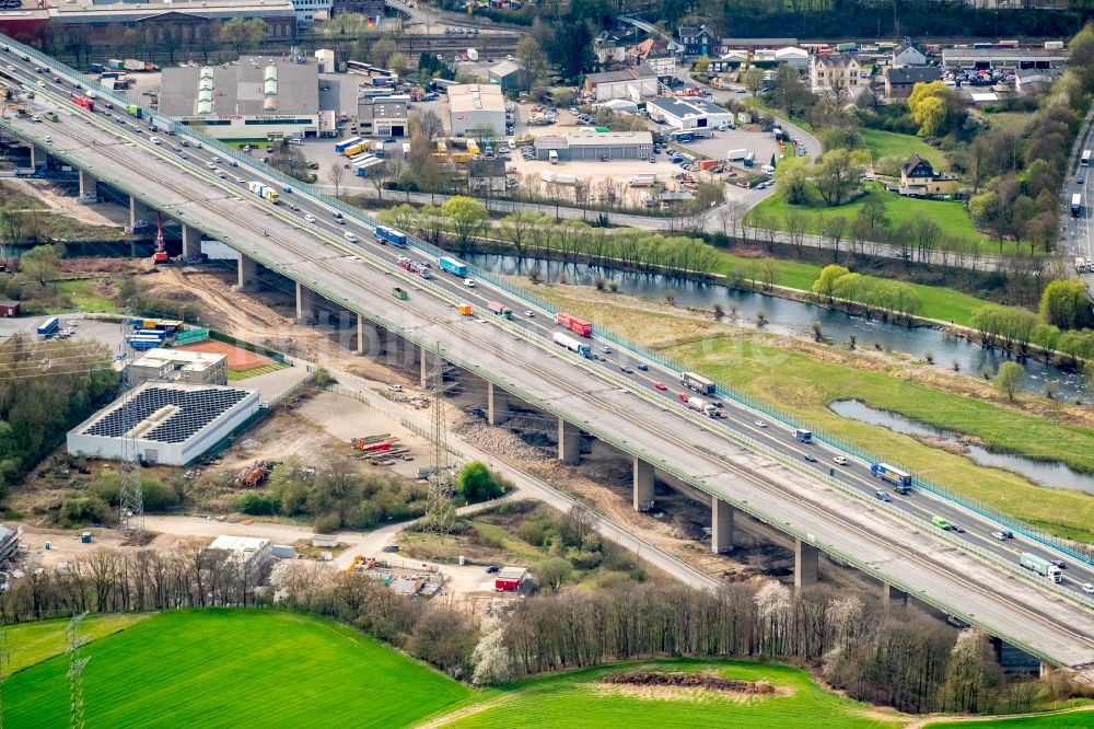 Hagen von oben - Lennetalbrücke der Autobahn BAB A45 in Hagen im Bundesland Nordrhein-Westfalen