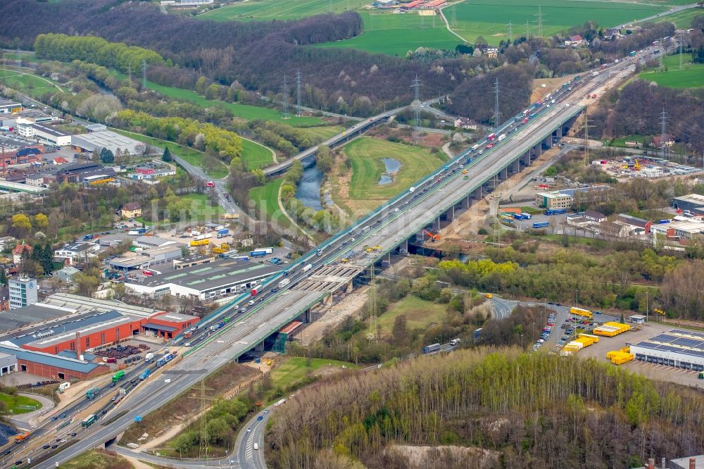 Luftbild Hagen - Lennetalbrücke der Autobahn BAB A45 in Hagen im Bundesland Nordrhein-Westfalen