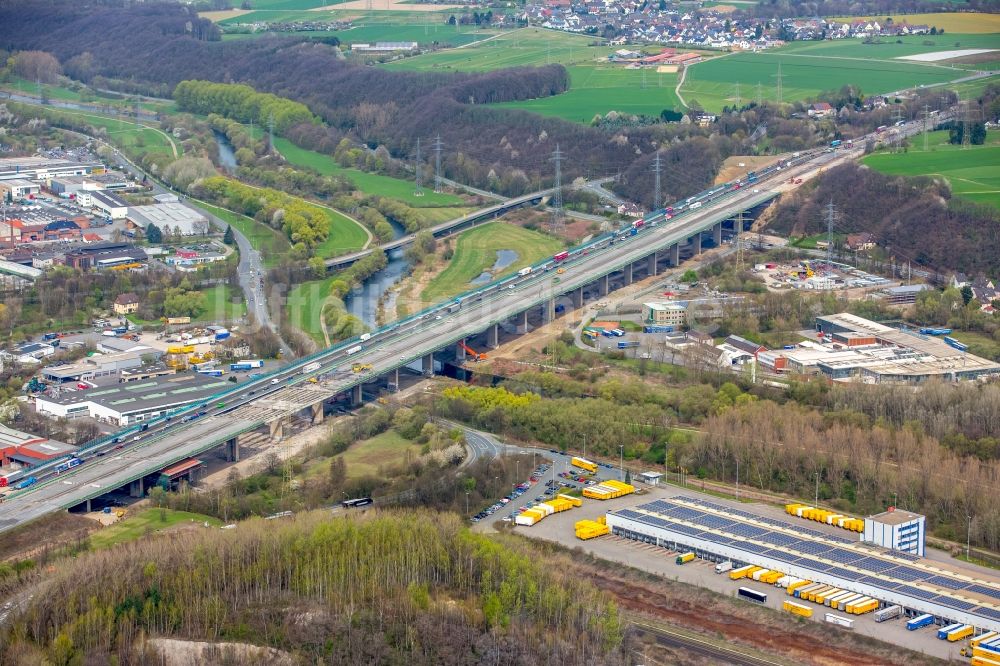 Luftaufnahme Hagen - Lennetalbrücke der Autobahn BAB A45 in Hagen im Bundesland Nordrhein-Westfalen