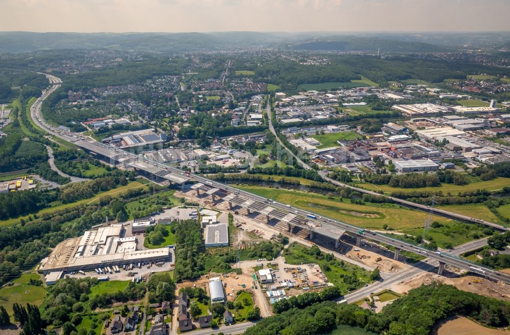 Luftaufnahme Hagen - Lennetalbrücke der Autobahn BAB A45 in Hagen im Bundesland Nordrhein-Westfalen