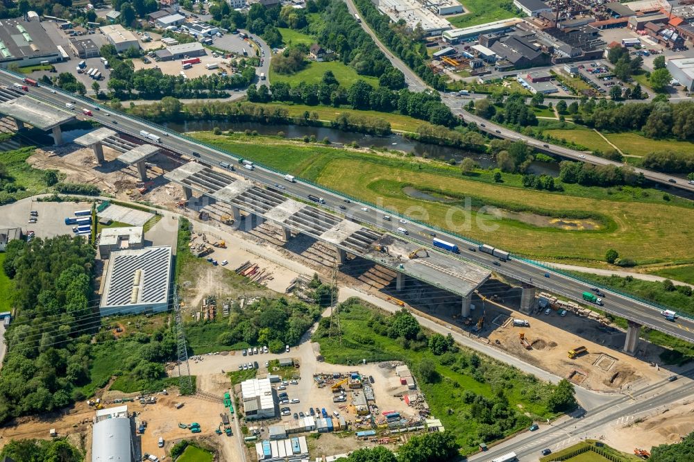 Hagen von oben - Lennetalbrücke der Autobahn BAB A45 in Hagen im Bundesland Nordrhein-Westfalen