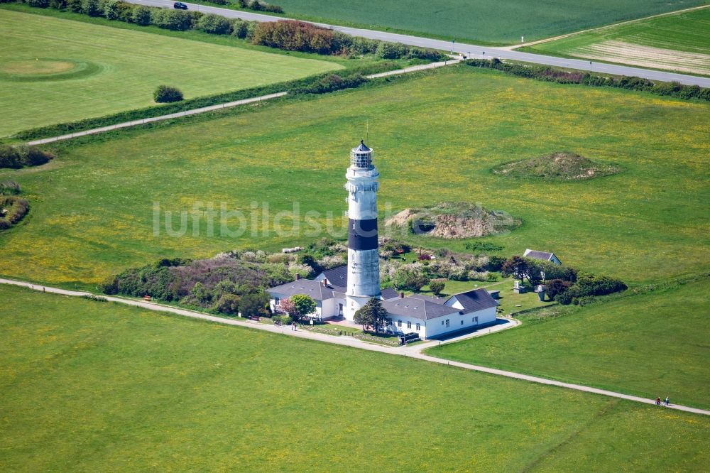 Kampen (Sylt) aus der Vogelperspektive: Leuchtturm als historisches Seefahrtszeichen Langer Christian in Kampen (Sylt) im Bundesland Schleswig-Holstein, Deutschland