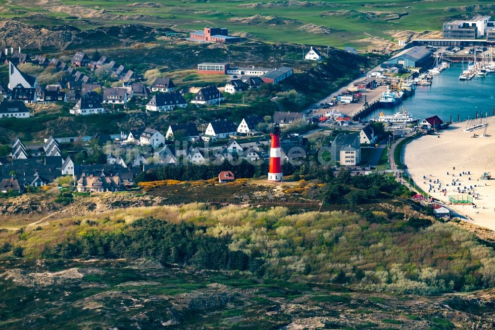 Luftbild Hörnum (Sylt) - Leuchtturm als historisches Seefahrtzeichen in Hörnum (Sylt) im Bundesland Schleswig-Holstein, Deutschland