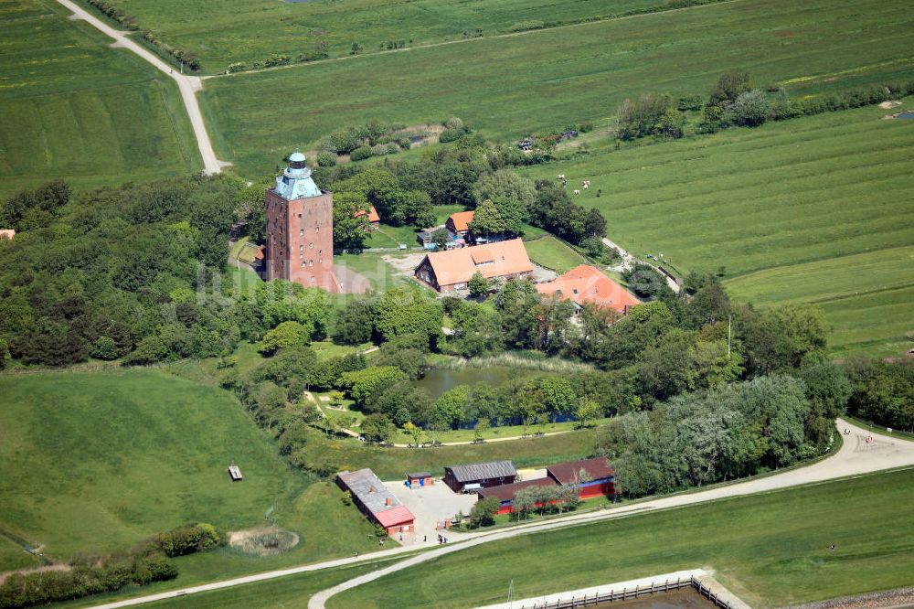 Neuwerk aus der Vogelperspektive: Leuchtturm Neuwerk auf der Insel Neuwerk bei Hamburg