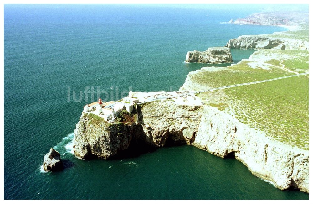 Luftbild Sagres - Leuchtturm auf der Südwestspitze des europäischen Festlands - Cabo de São Vicente bei Sagres in Portugal