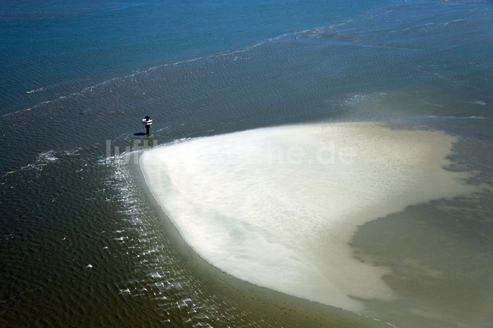 Luftaufnahme Langlütjen - Leuchtturm Unterfeuer in Langlütjen an der Sandbank Langlütjensand