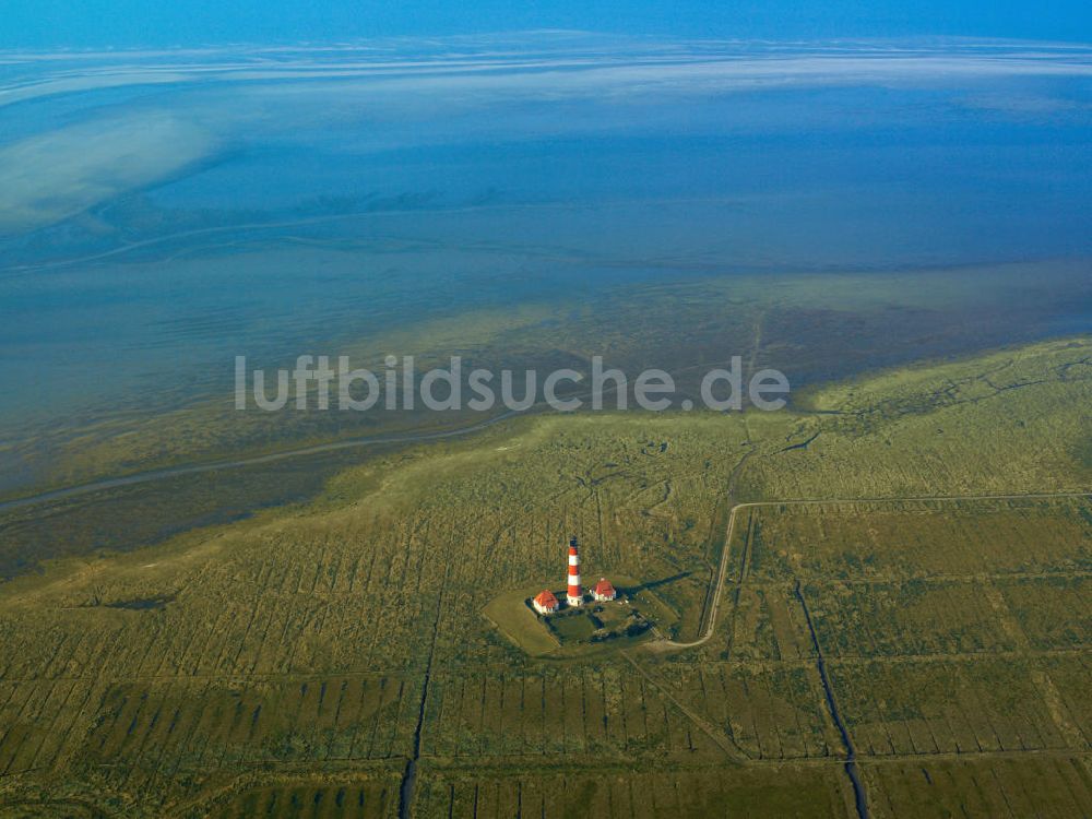 Westerhever aus der Vogelperspektive: Leuchtturm Westerheversand in Schleswig-Holstein