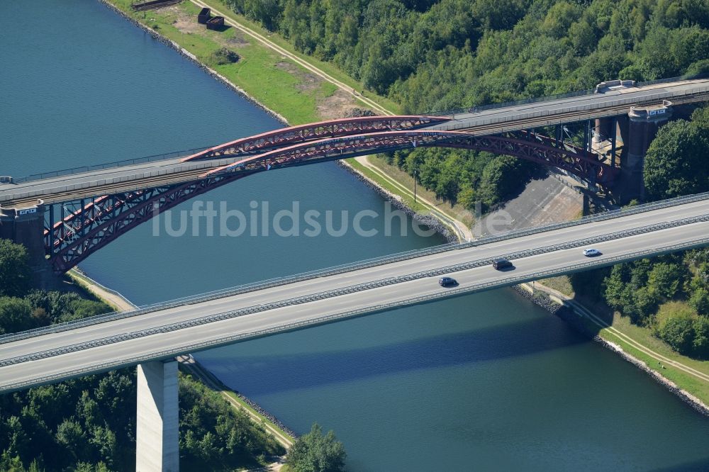 Kiel von oben - Levensauer Hochbrücke im Norden von Kiel im Bundesland Schleswig-Holstein