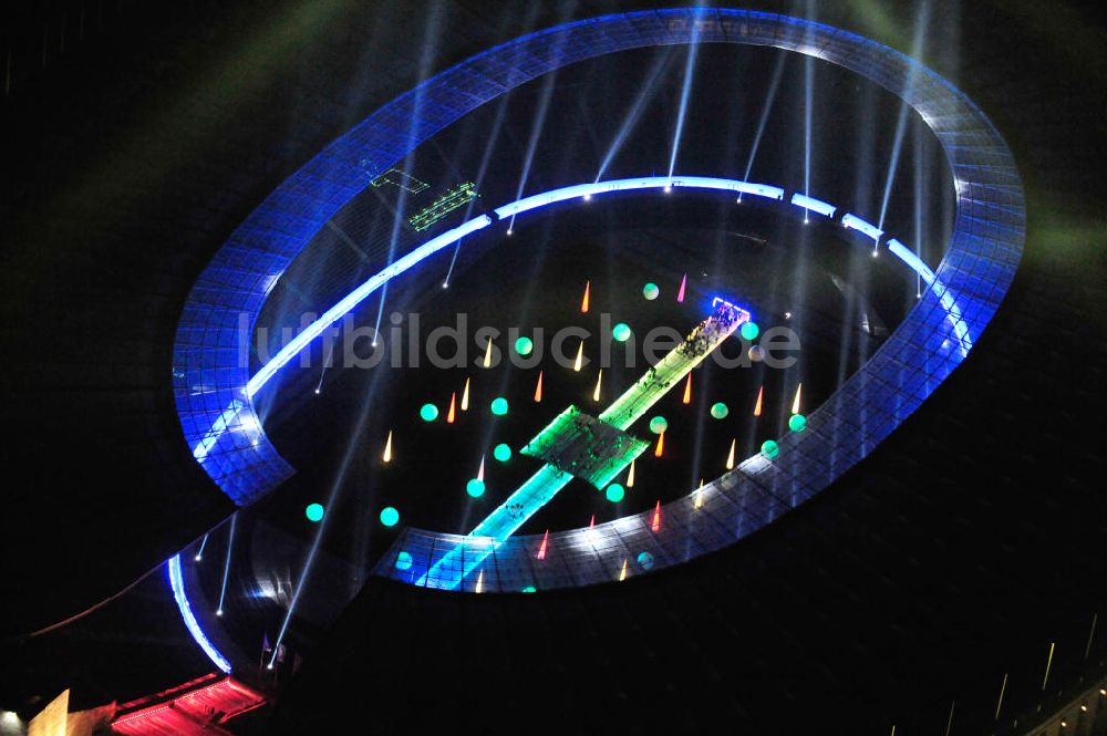 Luftbild Berlin - Lichtshow Night of Lights im Olympiastadion Berlin