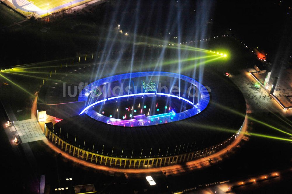 Luftaufnahme Berlin - Lichtshow Night of Lights im Olympiastadion Berlin