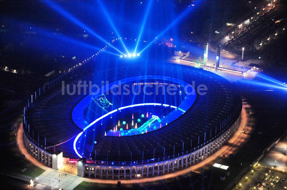 Luftaufnahme Berlin - Lichtshow Night of Lights im Olympiastadion Berlin