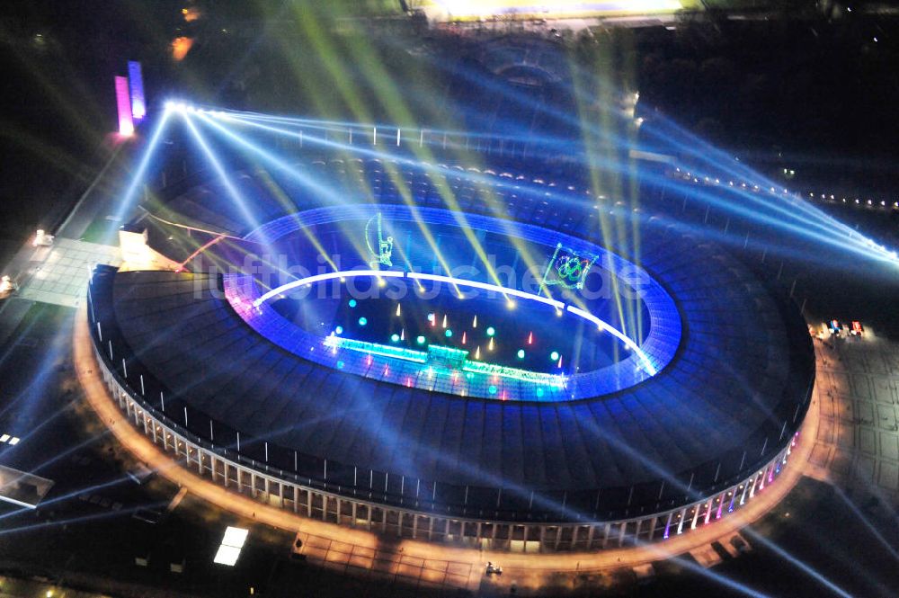 Luftbild Berlin - Lichtshow Night of Lights im Olympiastadion Berlin