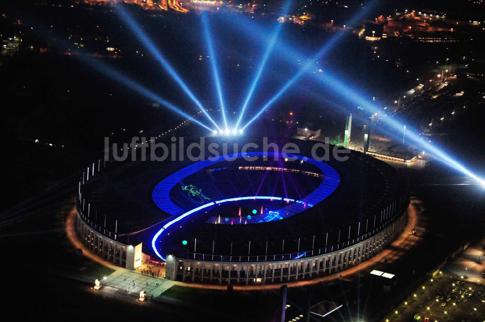 Luftaufnahme Berlin - Lichtshow Night of Lights im Olympiastadion Berlin