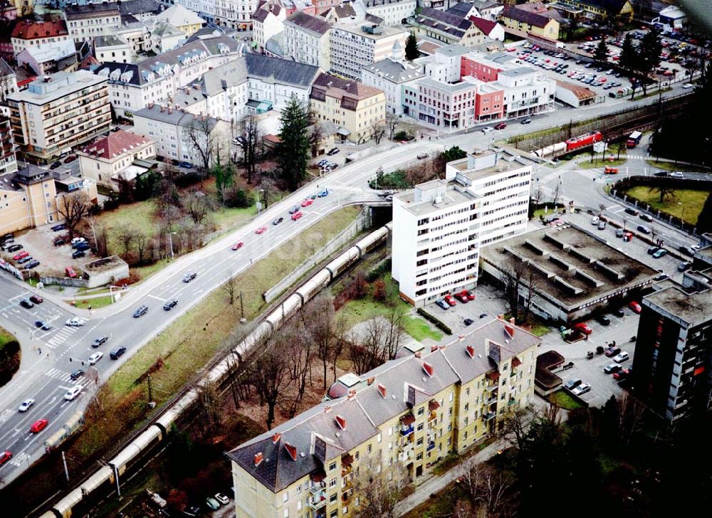 Luftbild Österreich - LIDL - Logistikzug auf der Strecke Lambach - Villach in Österreich.