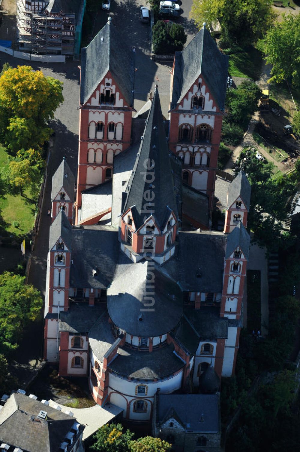 Limburg an der Lahn von oben - Limburger Dom, auch Georgsdom genannt