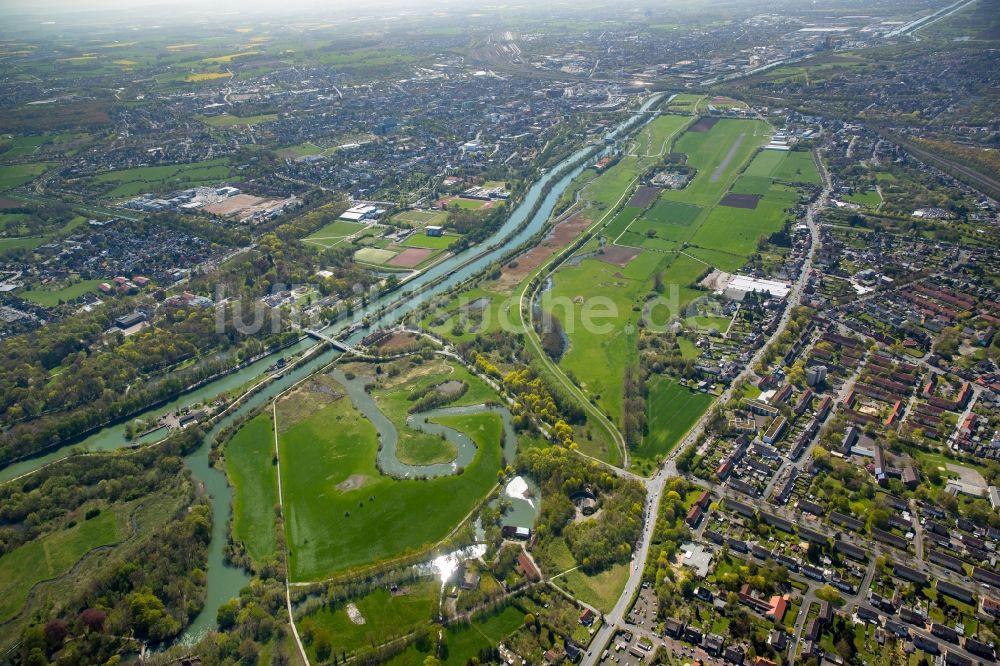 Luftbild Hamm - Lippeauen am Ufer des Flusses Lippe und des Datteln-Hamm-Kanal im Norden der Stadt Hamm im Bundesland Nordrhein-Westfalen