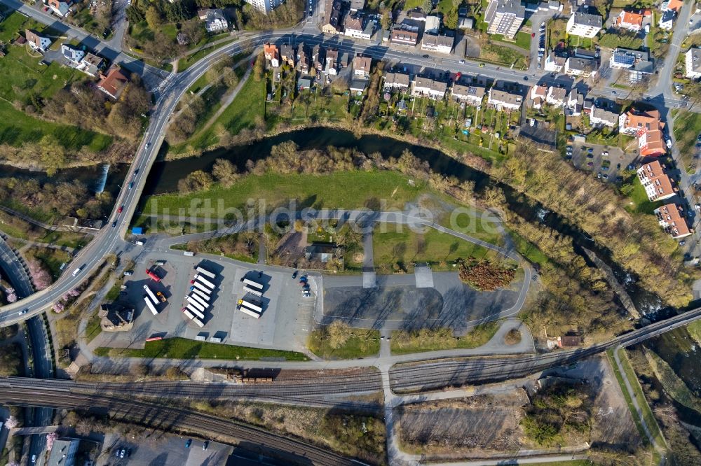 Arnsberg von oben - LKW- Abstellflächen und Kirmesplatz an der Arnsberger Straße in Arnsberg im Bundesland Nordrhein-Westfalen, Deutschland