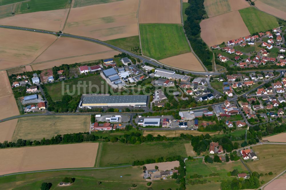 Luftbild Uettingen - Ländliches Industrie- und Gewerbegebiet in Uettingen im Bundesland Bayern, Deutschland