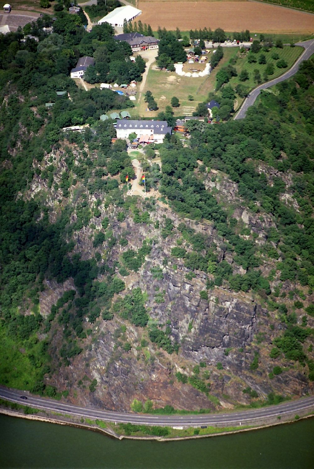 Sankt Goarshausen von oben - Loereleyfelsen bei Sankt Goarshausen im Bundesland Rheinland-Pfalz