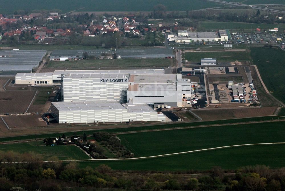 Luftaufnahme Erfurt - Logistikzentrum des Buchgroßhändlers KNV im Gewerbegebiet an der Autobahn in Erfurt in Thüringen