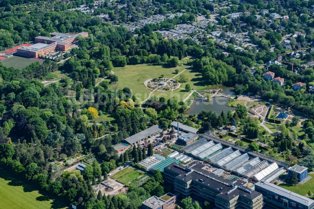 Luftaufnahme Hamburg - Loki Schmidt Garten - Botanischer Garten der Universität Hamburg im Ortsteil Klein Flottbek in Hamburg, Deutschland