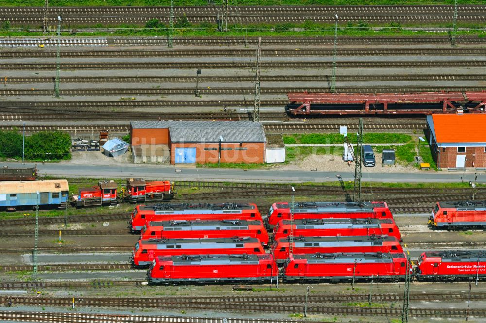 Seelze von oben - Lokservicestelle und Betriebshof der Baureihe E-Lok BR 146 107-8 DB in Seelze im Bundesland Niedersachsen, Deutschland