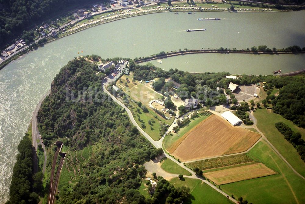 Bornich von oben - Loreleyfelsen bei Bornich im Bundesland Rheinland-Pfalz