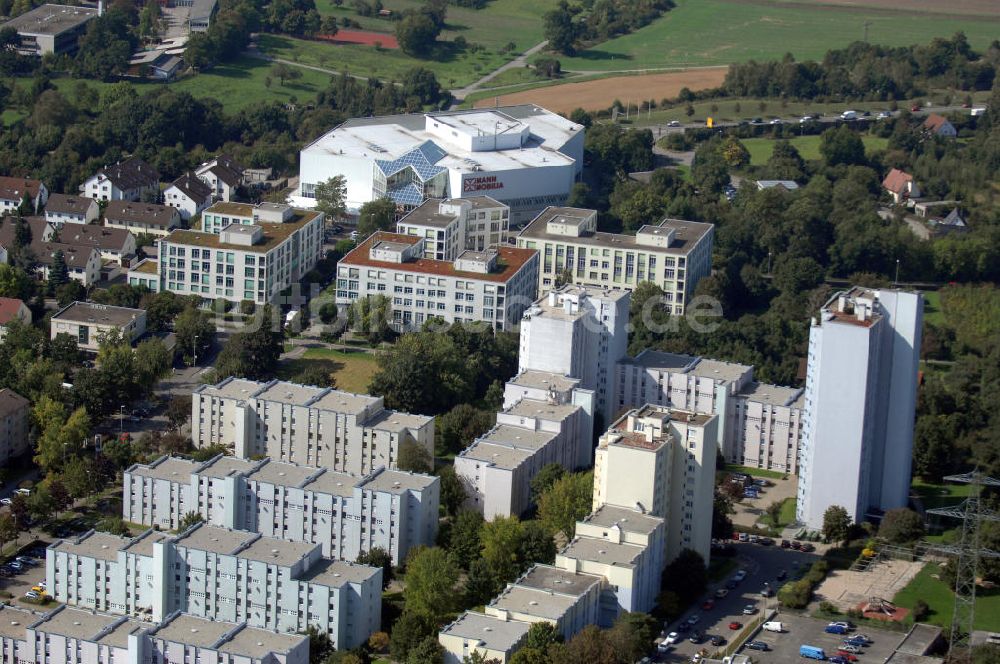 Luftaufnahme LUDWIGSBURG - Ludwigsburg, Ortsteil Eglosheim und im Hintergrund das Möbelhaus Mann Mobilia