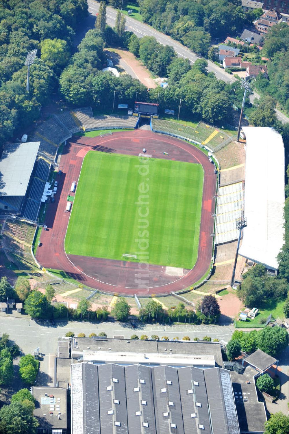 Saarbrücken von oben - Ludwigspark-Stadion in Saarbrücken