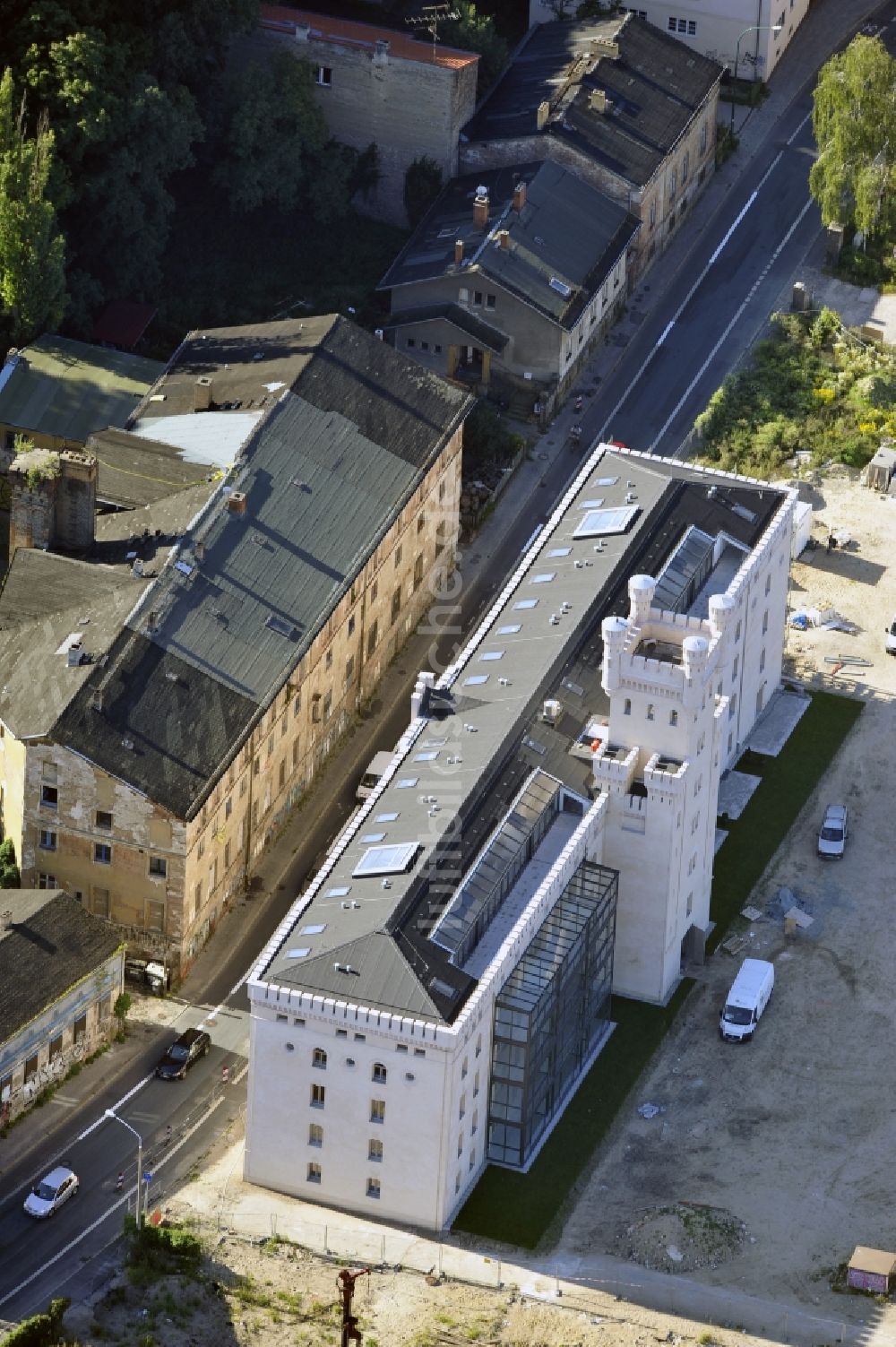 Potsdam von oben - Luxeriöse Wohnimmobilien in der Speicherstadt in Potsdam im Bundesland Brandenburg