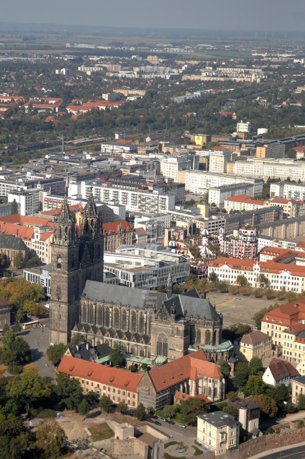 Magdeburg von oben - Magdeburg Dom