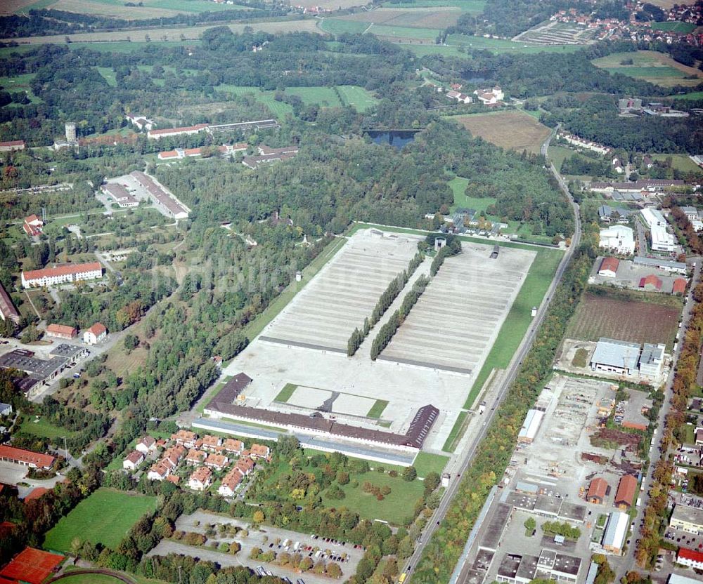 Dachau von oben - Mahn- und Gedenkstätte des ehem. KZ Dachau.