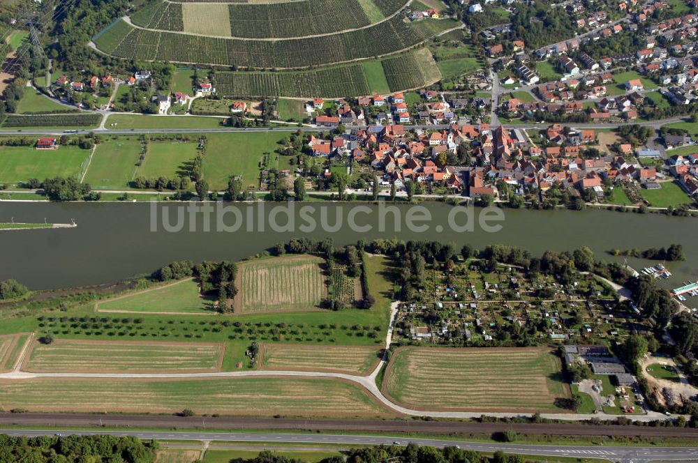 Luftaufnahme Ochsenfurt - Main Uferbereich Nordufer zwischen Großmannsdorf und Marktbreit