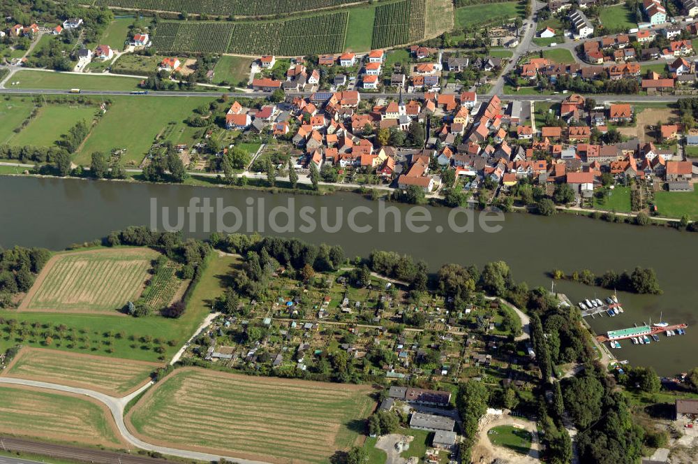 Ochsenfurt von oben - Main Uferbereich Nordufer zwischen Großmannsdorf und Marktbreit