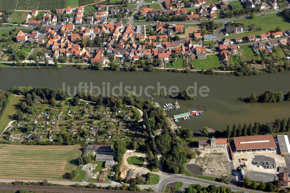 Ochsenfurt aus der Vogelperspektive: Main Uferbereich Nordufer zwischen Großmannsdorf und Marktbreit