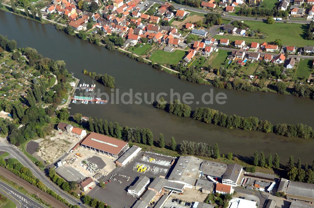 Ochsenfurt von oben - Main Uferbereich Nordufer zwischen Großmannsdorf und Marktbreit