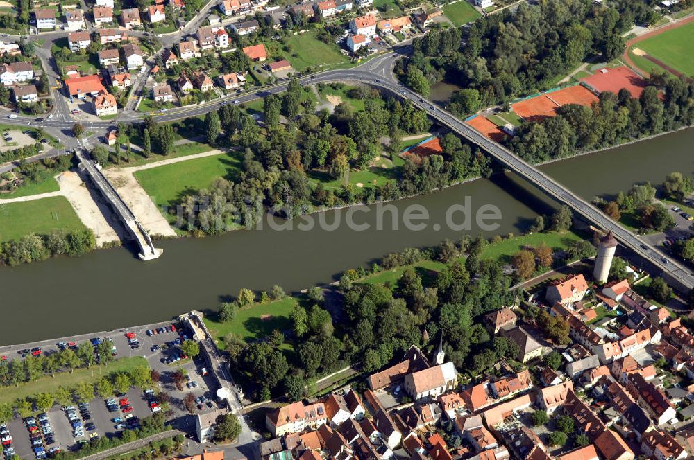 Ochsenfurt von oben - Main Uferbereich Nordufer zwischen Großmannsdorf und Marktbreit