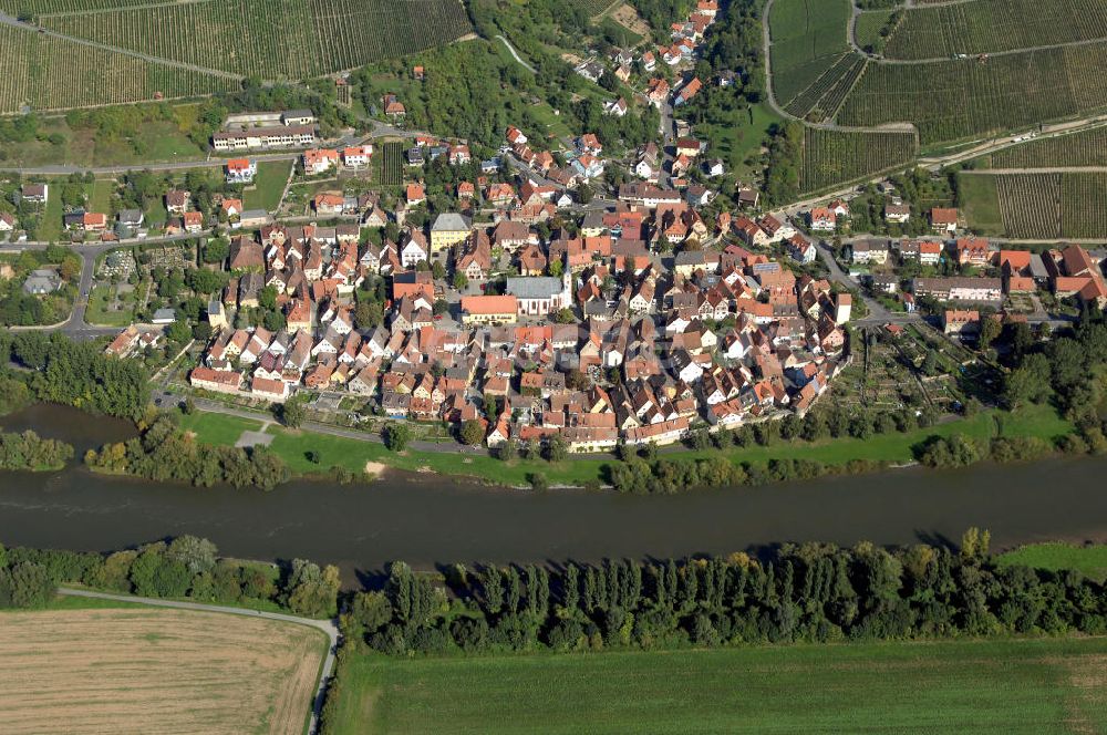 Luftbild Frickenhausen am Main - Main Uferbereich Nordufer zwischen Großmannsdorf und Marktbreit