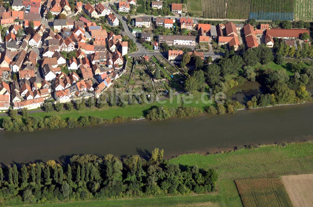 Luftaufnahme Frickenhausen am Main - Main Uferbereich Nordufer zwischen Großmannsdorf und Marktbreit