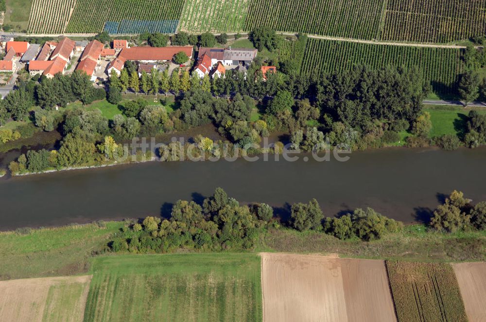 Frickenhausen am Main aus der Vogelperspektive: Main Uferbereich Nordufer zwischen Großmannsdorf und Marktbreit