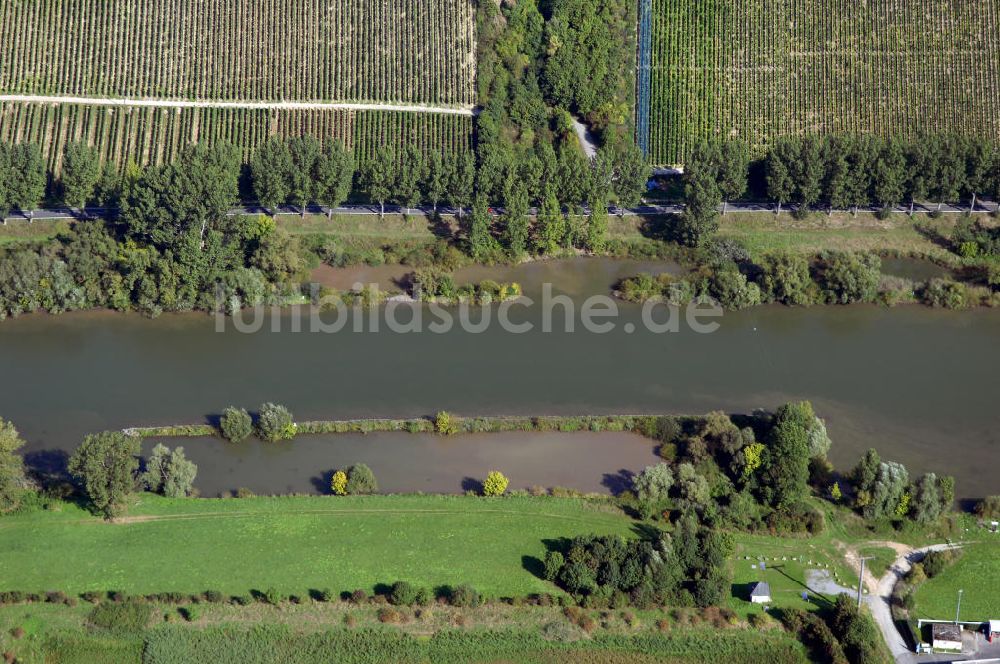 Frickenhausen am Main von oben - Main Uferbereich Nordufer zwischen Großmannsdorf und Marktbreit