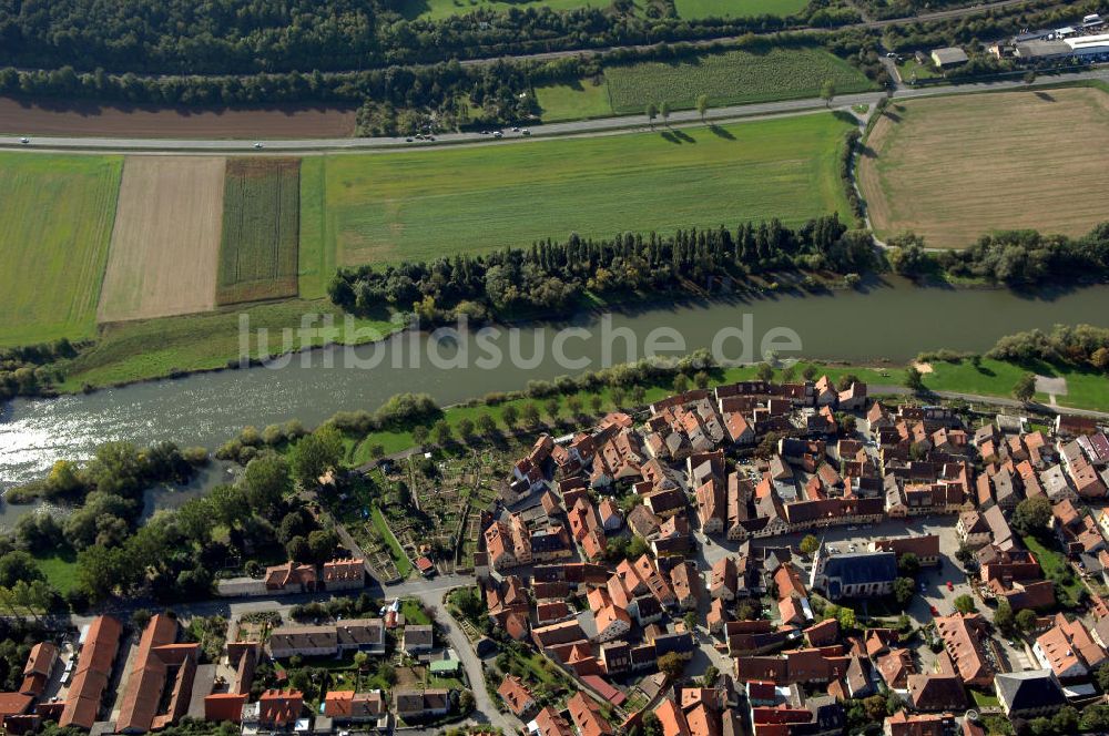 Luftaufnahme Frickenhausen am Main - Main Uferbereich Südufer zwischen Marktbreit und Großmannsdorf