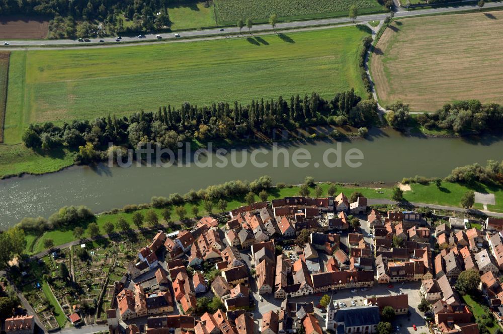 Frickenhausen am Main von oben - Main Uferbereich Südufer zwischen Marktbreit und Großmannsdorf