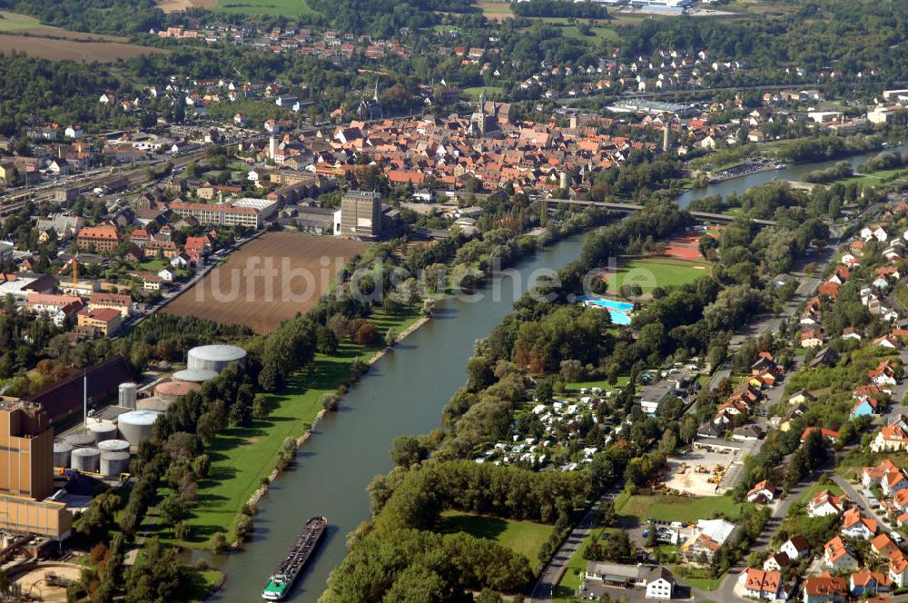 Luftbild Ochsenfurt - Main Uferbereich Südufer zwischen Marktbreit und Großmannsdorf